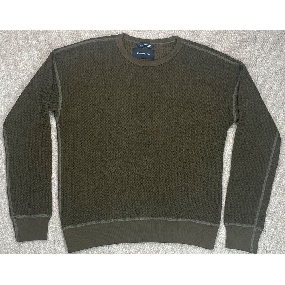 Wings + Horns Men's Brown Long Sleeve Crew Neck Sweater Size Small
